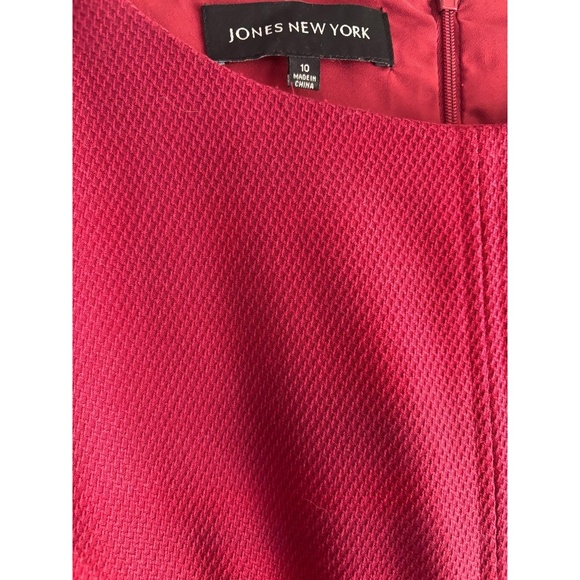 JONES NEW YORK Dress Womens Size 10 Red Cap Sleeve Textured Fabric Elegant Chic - Picture 5 of 7